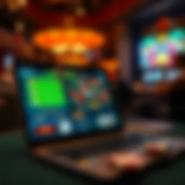 Laptop displaying online gambling interface