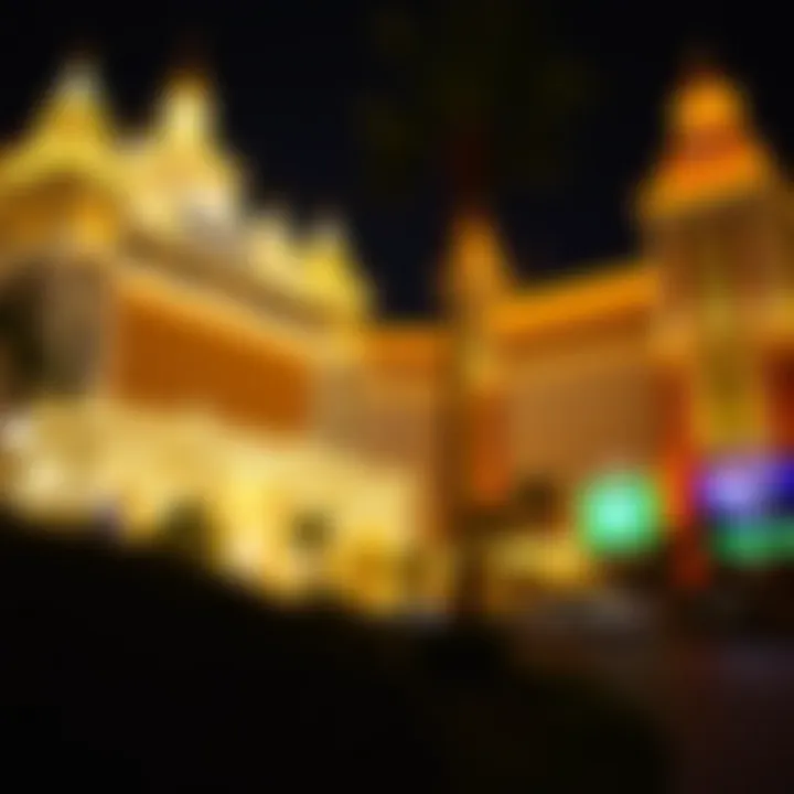 Night view of Taj Mahal Casino illuminated with lights