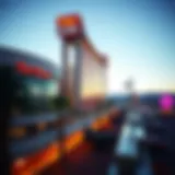 A panoramic view of the Palms Club showcasing its modern architecture