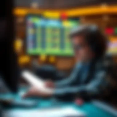 Illustration of a bettor analyzing game data