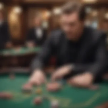 Intense focus of a player strategizing at a craps table