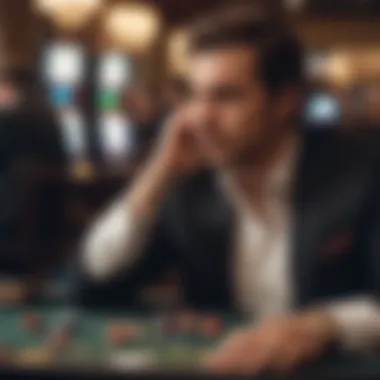 An individual contemplating a blackjack decision